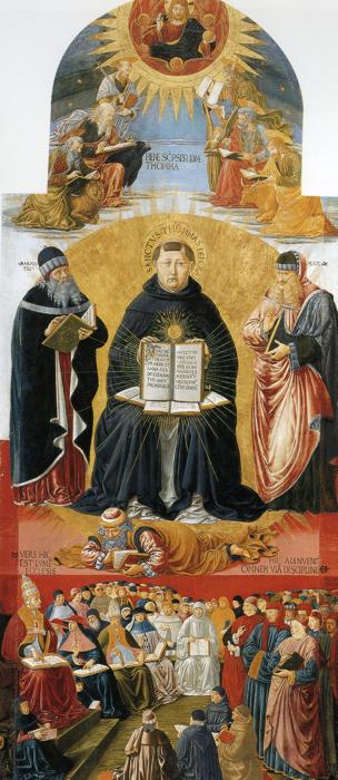 The Triumph of St. Thomas Aquinas – Benozzo Gozzoli (1471) – St. Thomas
flanked by Aristotle (left) and Plato (right)